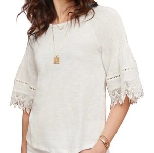 Anthropologie eri+ali slub knit and lace top